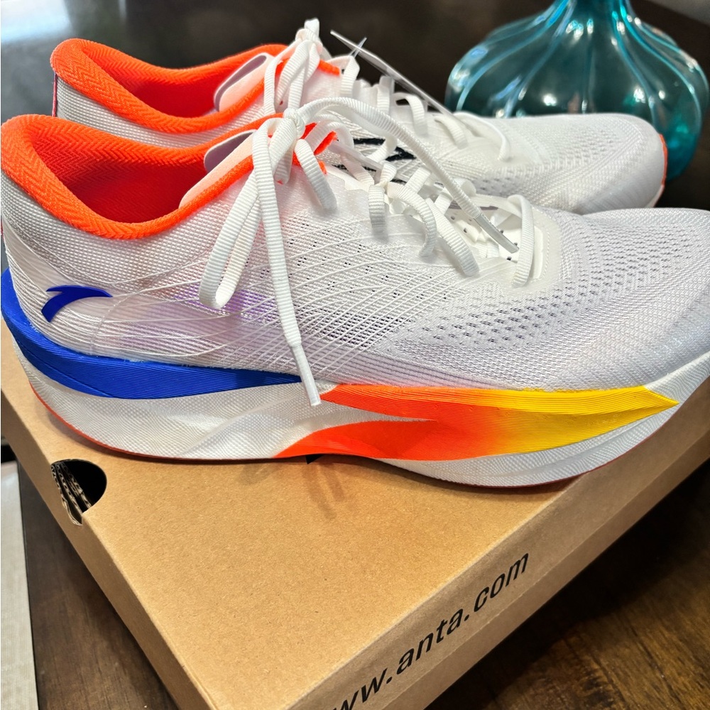 Anta Men's Athletic Shoes - White, Orange, Blue